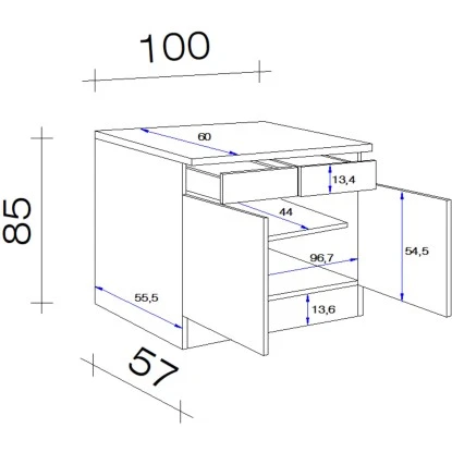 Flex-Well Unterschrank Mit Arbeitsplatte Lucca 100 Cm – Bild 2
