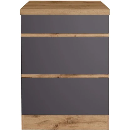 Held Möbel Küchenunterschrank Turin 60 Cm Mit Auszügen Graphit/Wotaneiche – Bild 2