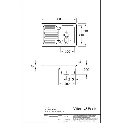 Villeroy & Boch Einbauspüle Condor 45 Ablaufg. Keramik Graphite CeramicPlus – Bild 2