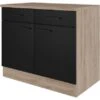 Flex-Well Exclusiv Unterschrank Capri 100 Cm Schwarz Matt-Endgrain Oak