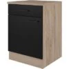 Flex-Well Exclusiv Unterschrank Capri 60 Cm Schwarz Matt-Endgrain Oak