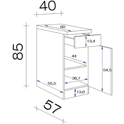 Flex-Well Exclusiv Unterschrank Vintea 40 Cm Magnolie Matt - Lancelot Oak – Bild 2