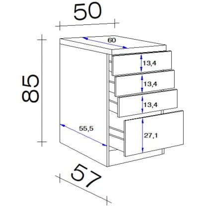 Flex-Well Exclusiv Schubkastenunterschrank Morena 50cmBasaltgrau Matt-San Remo – Bild 2