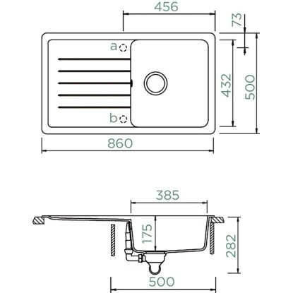 Granitspüle Altena D-100 Inkl. Küchenarmatur Simi 50 Cm X 86 Cm Onyx – Bild 2