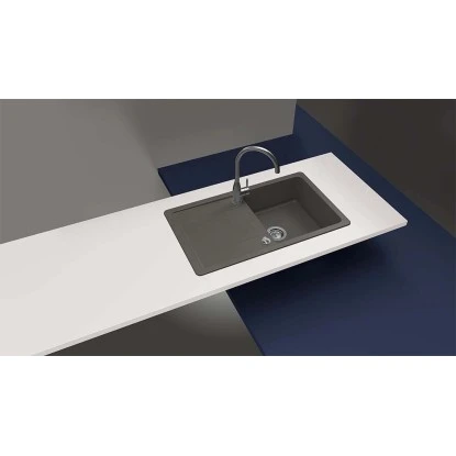 Granitspüle Altena D-100 Inkl. Küchenarmatur Simi 50 Cm X 86 Cm Onyx – Bild 4