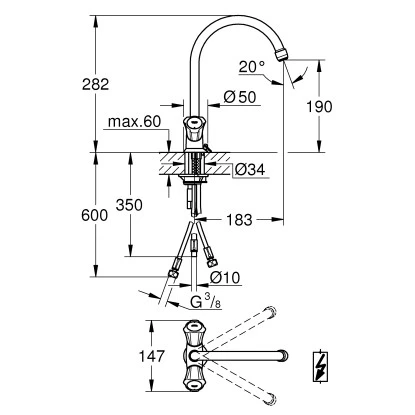 Grohe Spültisch-Einlochbatterie Costa Chrom – Bild 2