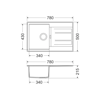 Miló Einbauspüle Granitverbundstoff Piatto 78 Graphit – Bild 2