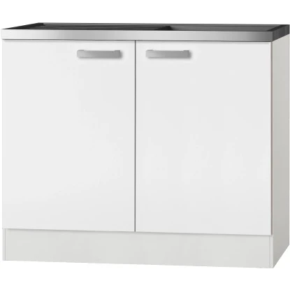 Optifit Spülenunterschrank Salo214 100 Cm Weiß Mit Spülenauflage