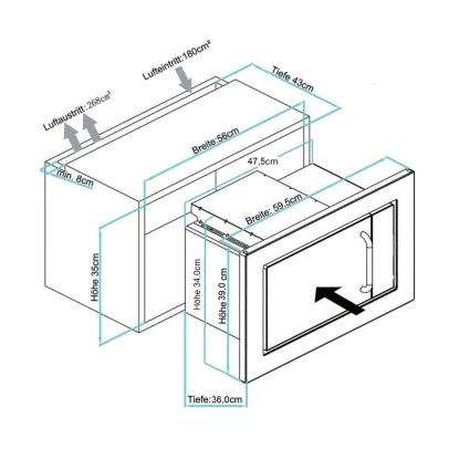 Respekta Einbau-Mikrowelle MW 800 Edelstahl Mit Grill-Funktion 800 W – Bild 3