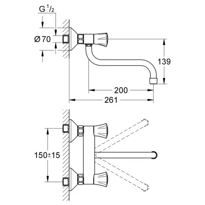 Grohe Küchenarmatur Costa L DN 15 Für Wandmontagen – Bild 2
